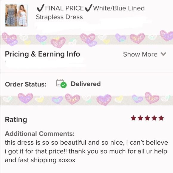 Final Sale | White and Blue Lined Strapless Lace Dress - Picture 5 of 5